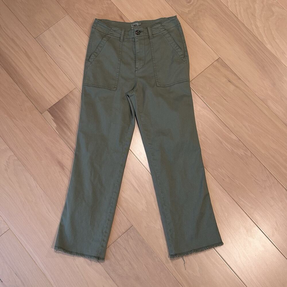 Faherty Utility Pants Organic Cotton Sage Green Raw Hem Women’s 27